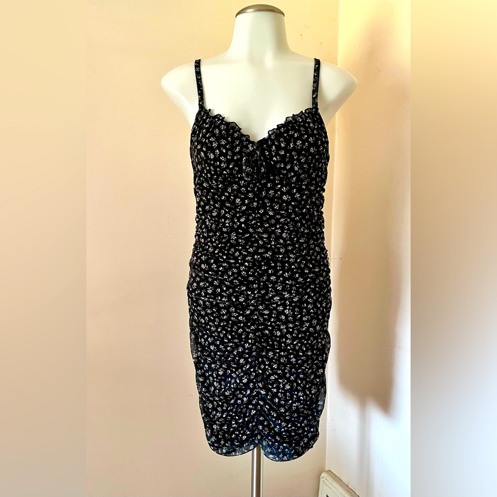 H&M Divided Short Fitted Dress sz S Black Floral